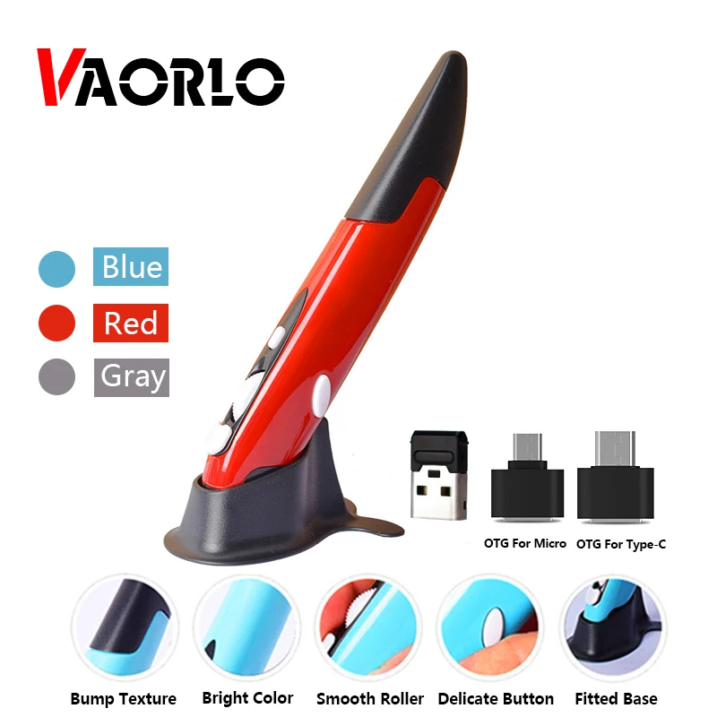 VAORLO Mới Không Dây + Chuột Không Dây 2.4G Bút 1600DPI 4 Chìa Khóa Cá Tính Sáng Tạo Dọc Hình Bút Stylus Pin Chuột dành Cho Máy Tính PC Và Laptop