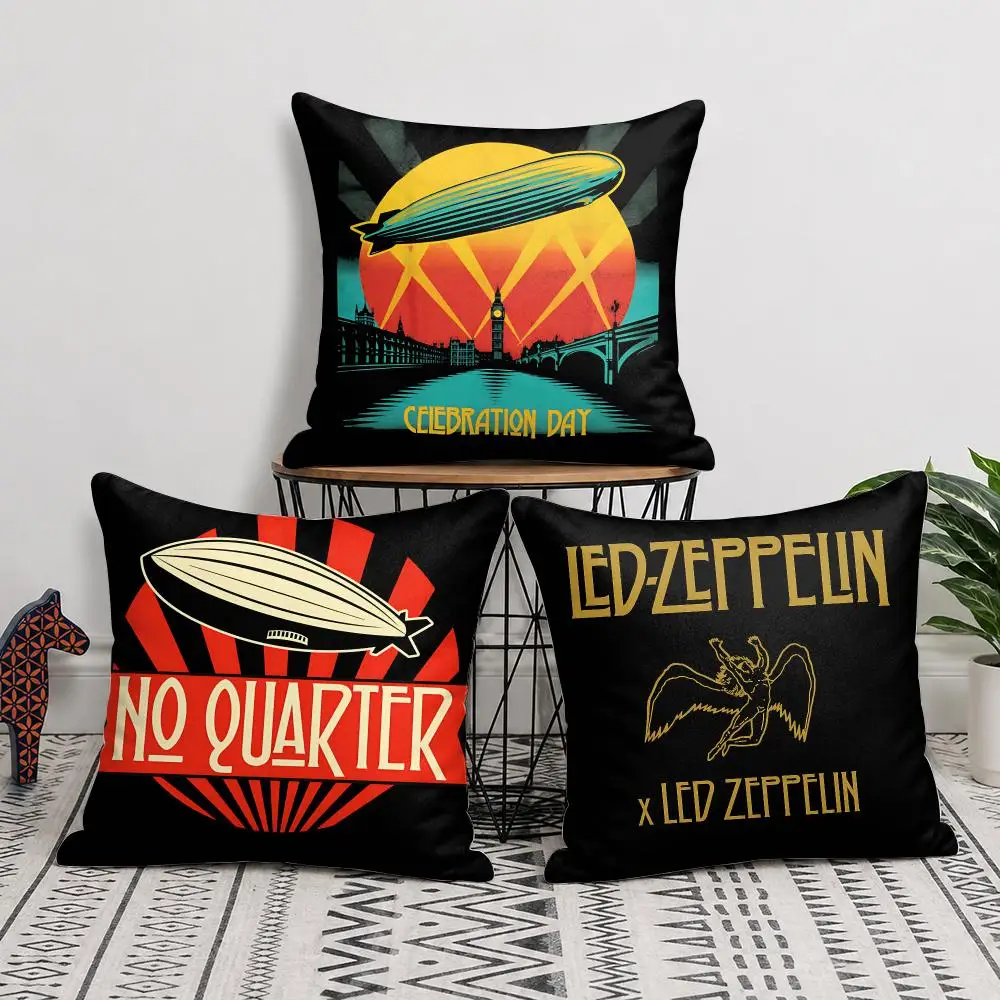 Led Z-Zeppelin Rock Band Cool Cushion Cover Silky Short Plush Invisible Zipper Dustproof Sofa Pillow Case For Home Decor