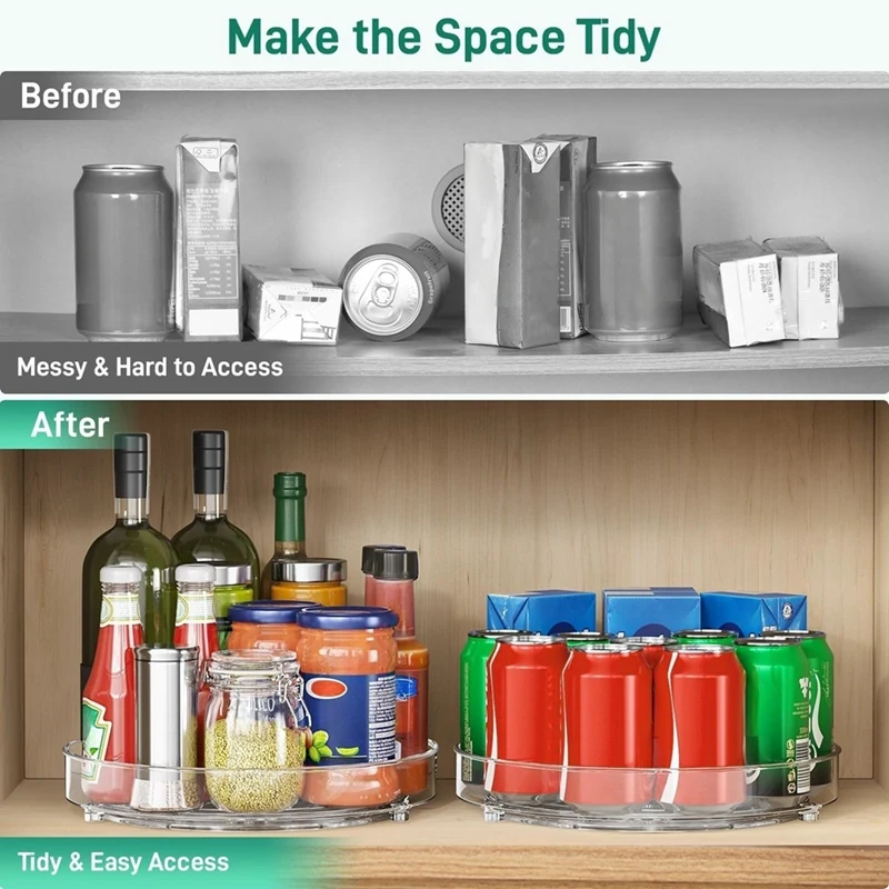 1Pack Lazy Organizer, 9.5 Inch Lazy Turntable for Cabinet, Organizer for Pantry Organizers and Storage-A57M