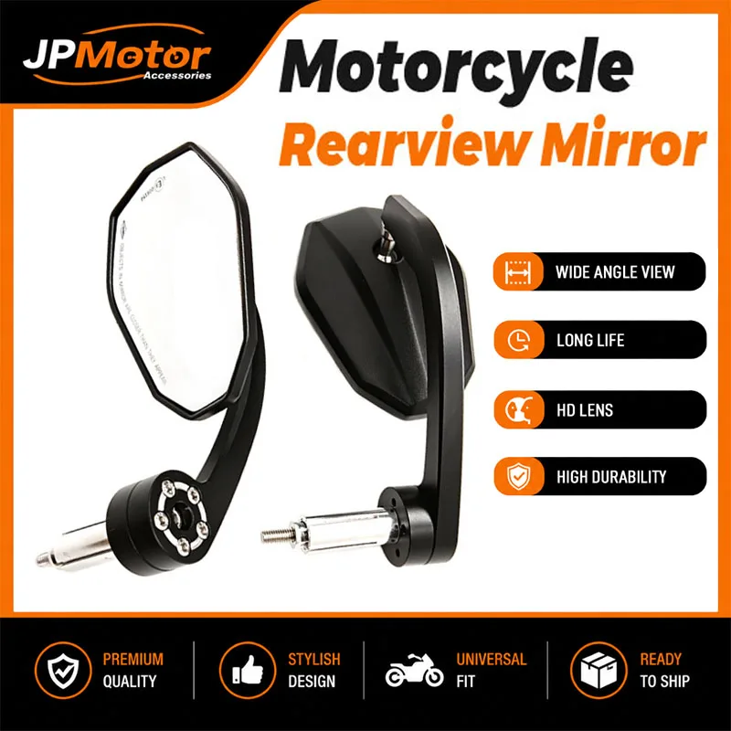 2 Stück CNC-Aluminium-Motorradspiegel, Rückspiegel für Lenkerende, 7/8" 22mm, Seitenspiegel, Motorradteile – Detail 1