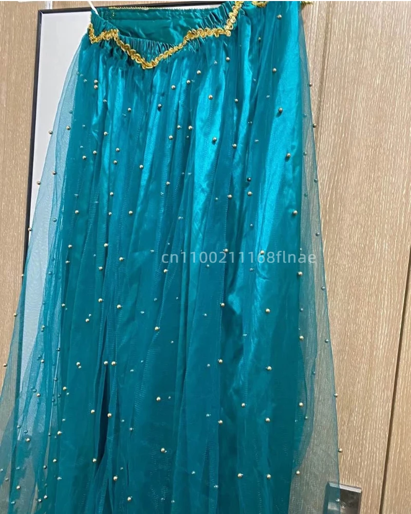 Disfraz de danza del vientre para mujer adulta, conjunto de princesa de Anime de Halloween para actuaciones en escenario y fiestas, conjunto de 4 piezas