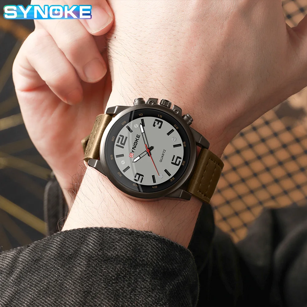 SYNOKE Men Quartz Watch Fashion Retro Simple Business Belt Quartz Watch For Men Watch Student Wristwatch Sports Non Mechanical