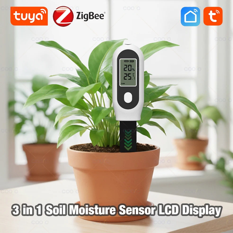 Tuya Smart Zigbee Boden Tester Temperatur und Feuchtigkeit Sonnenlicht Meter Feuchtigkeit Sensor Garten Automatisierung Bewässerung Detektor