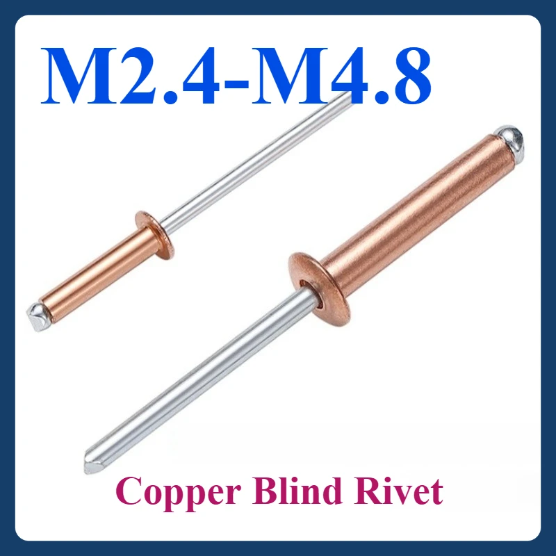 

Copper Rivet Round Dome Head Copper Core Pulling Rivets M2.4 M3.2 M4 M4.8 High Strength Open Type Round Head Copper Pull Nails