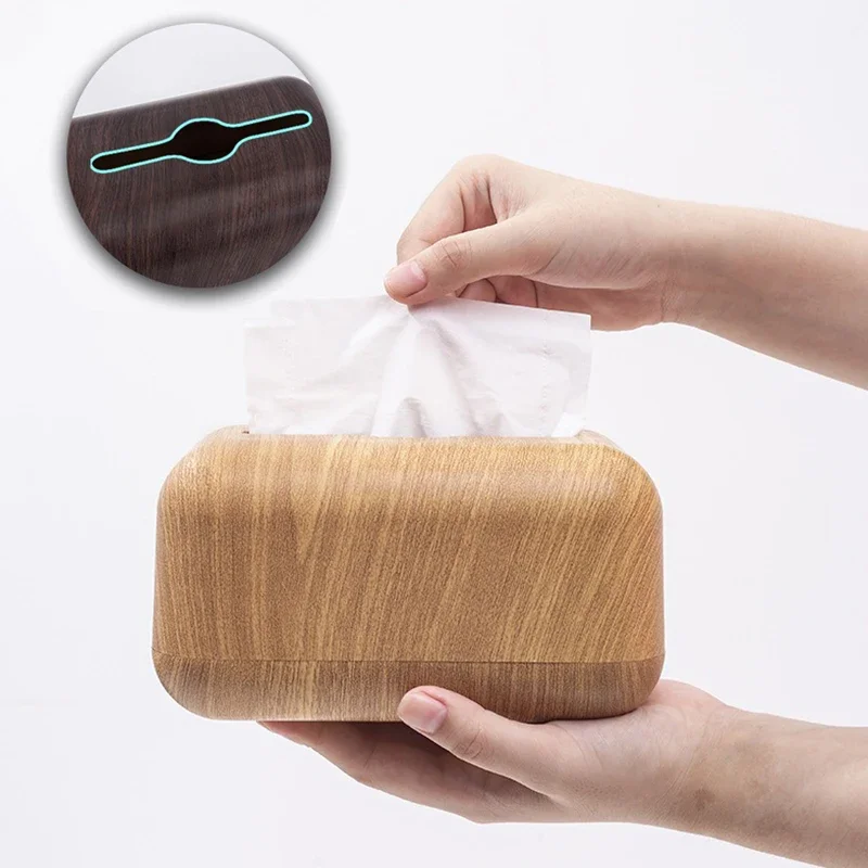 

Tissue Box Napkin Storage Holder Wooden Cover ABS Toilet Paper Container Simple Stylish Home Tissue Organizer Shelves