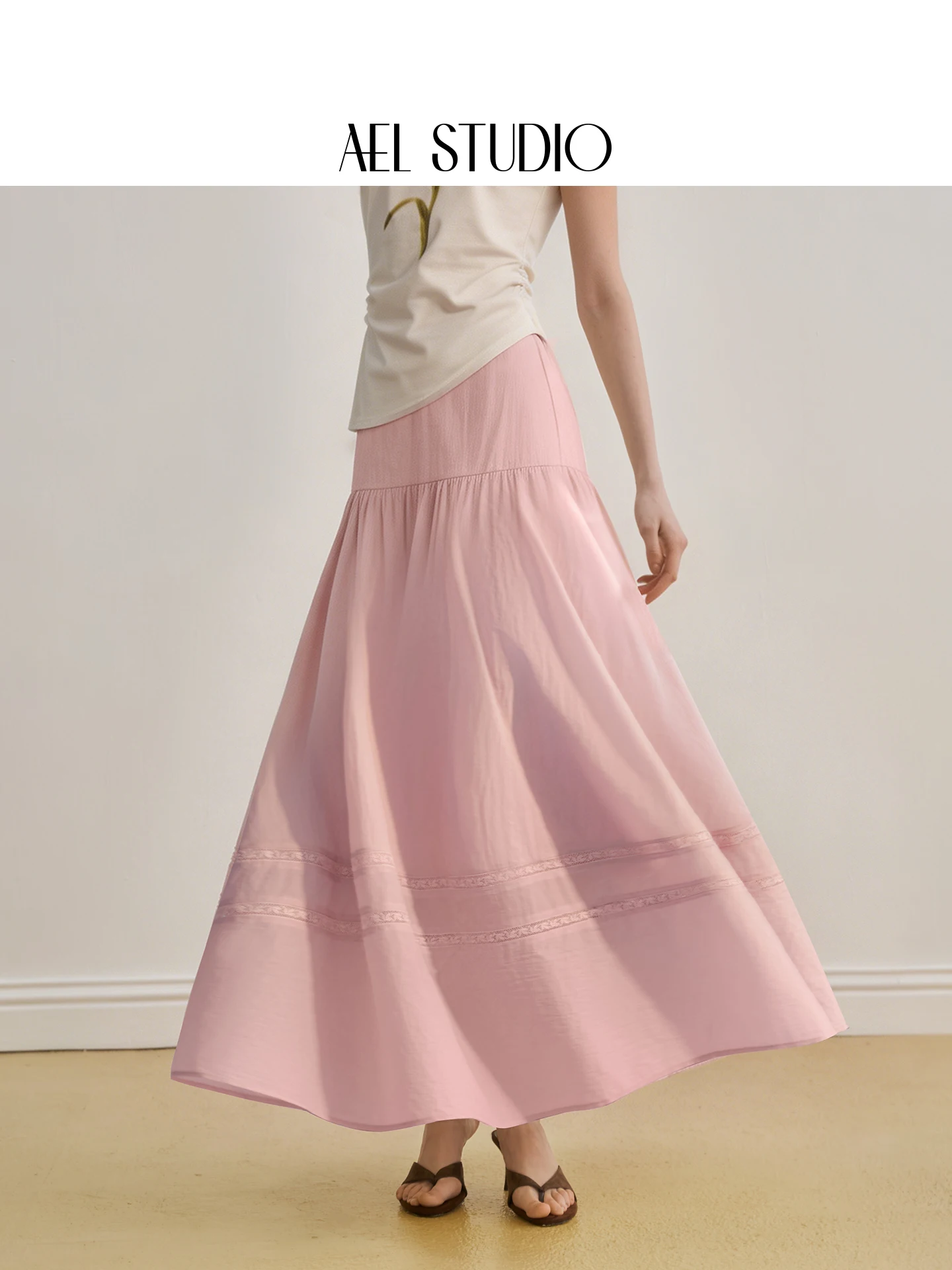 

Оригинальная женская юбка AEL Gentle Cake Sle Long A-Line с высокой талией, стройнящая, весна-лето, новинка