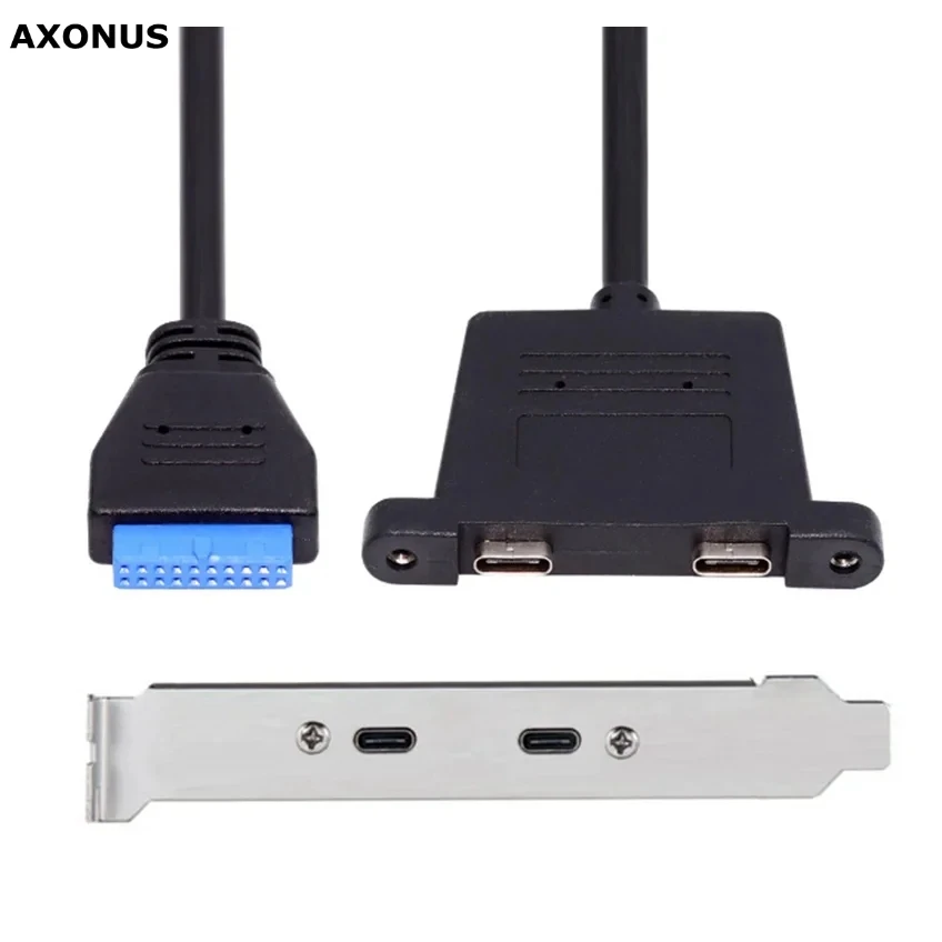 0.5 متر فتحة بطاقة PCI الأمامية USB 3.1 توسيع المنفذ 20pin أنثى إلى كابل بيانات أنثى مزدوج TYPE-C مع إطار على هيكل الكمبيوتر