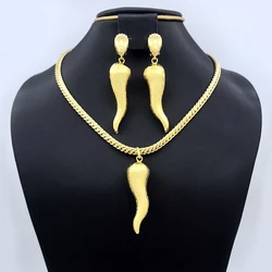 Brazilian Jewelry Set Chili Drop Earrings Radish Pendant African Gold Plated Copper Bridal Party Wedding Jewellery