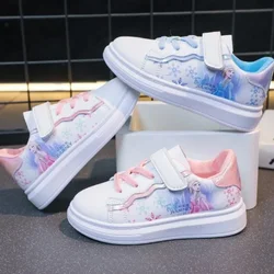 Disney Kids Girls Shoes 2024 New Children Sneakers Girls Elsa Frozen Princess Casual Sport Shoes Student Shoes Teen Shoes