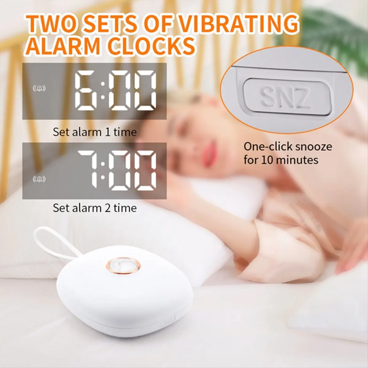 (A99Z] Vibrating Alarm Clock for Heavy Sleepers Hearing Impaired Deaf Teens, Charge Operated for Travel or Home Use