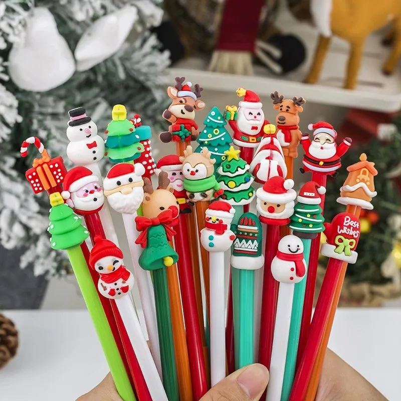 Christmas Pens Cartoon Gel Ink Roller Ball Pen New Year Kids Gift Birthday Party Favors School Stationary Student Prize Gifts