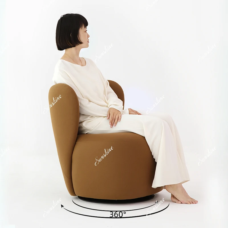 Single Balcony Sofa Leisure Chair Rotatable Fabric Bedroom Dressing Stool