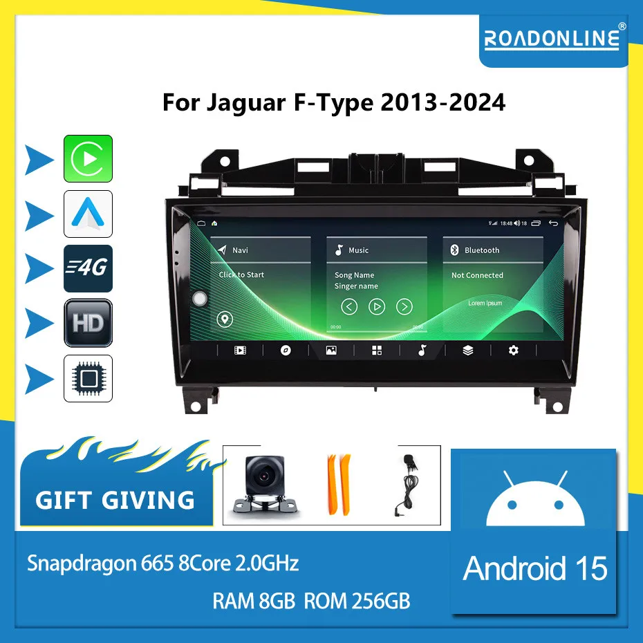 

For Jaguar F-Type 2013-2024 10.25 inch Car radio Android 15 1920*720 8GB RAM+128GB ROM Car Multimedia Player Android navigation
