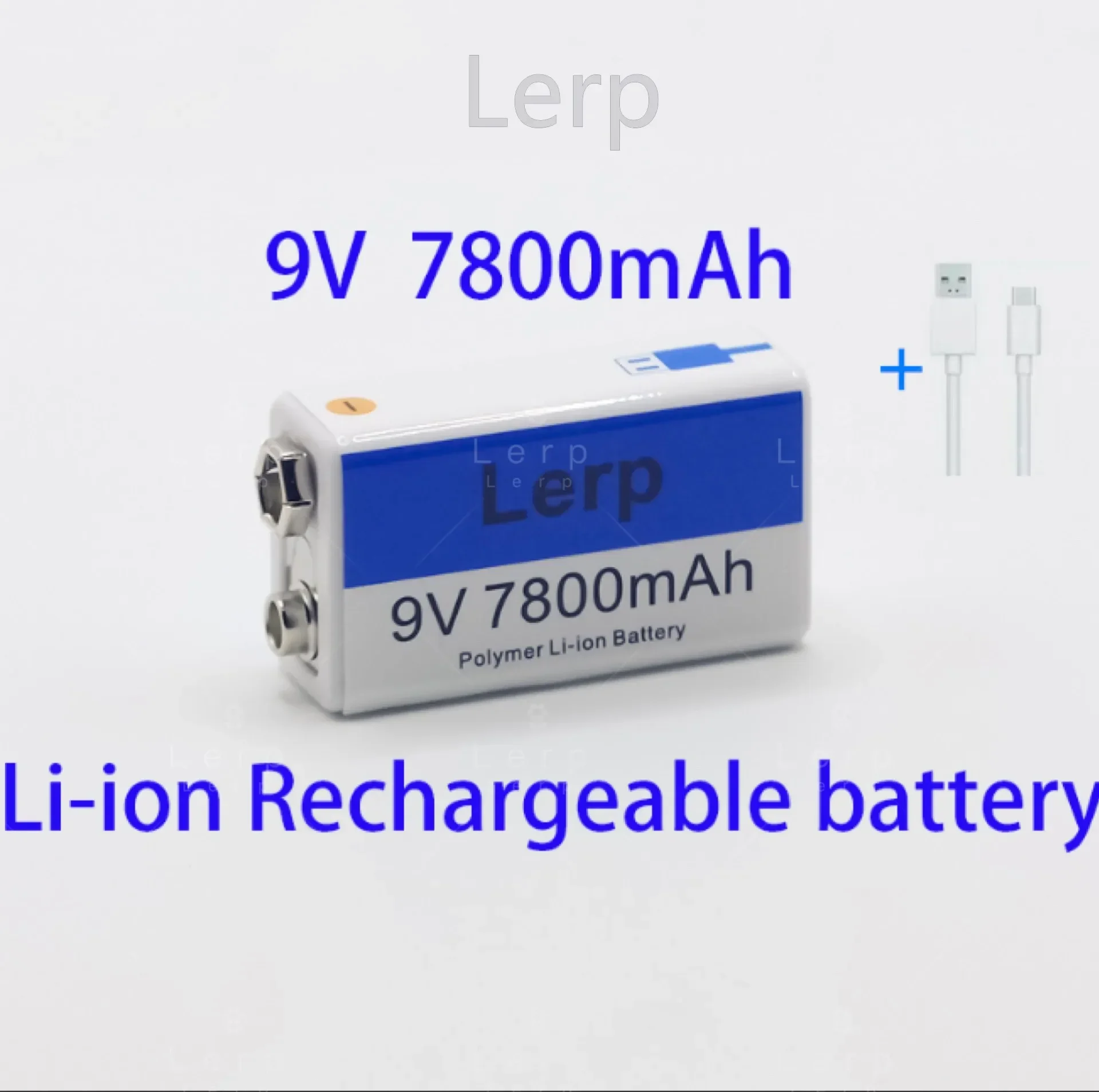 New 9V 7800Mah lithium-ion rechargeable micro USB battery with 9V lithium for multimeter, microphone,toy,remote control, KTV use