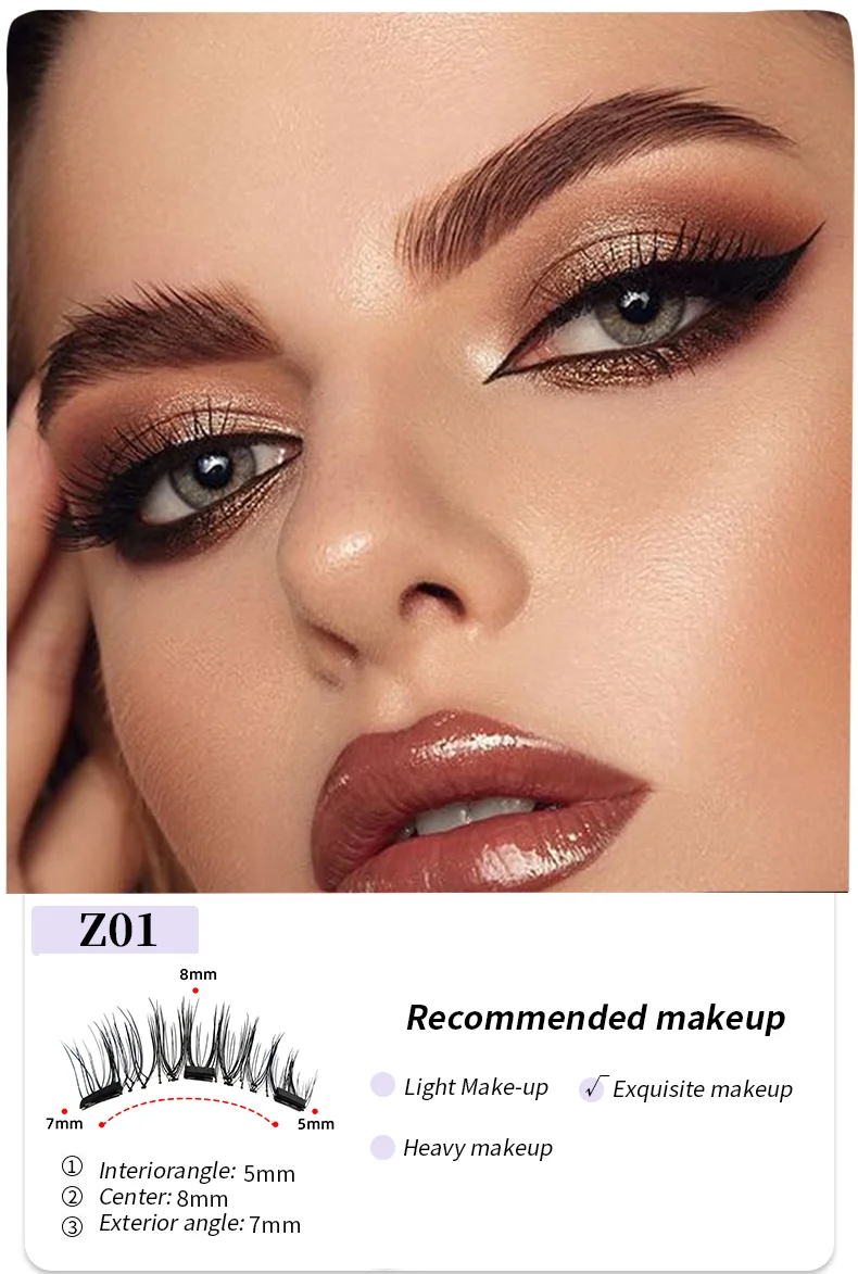 4 ชิ้น/1 คู่ใหม่แม่เหล็กขนตาปลอมสวมใส่ง่ายธรรมชาติแม่เหล็กแต่งหน้าเครื่องมือ Applicater กาวฟรี reusable