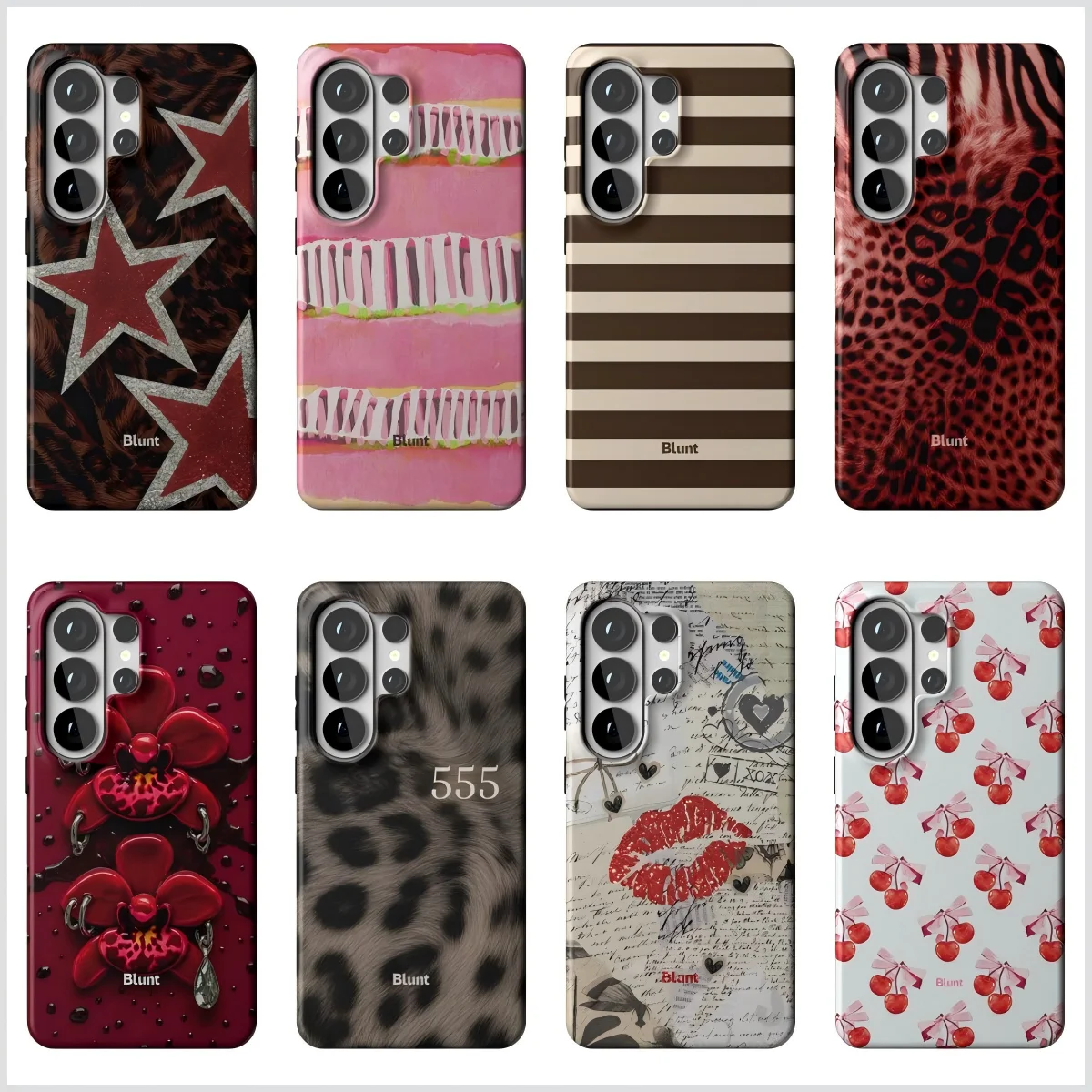 Brown Stripe Blunt Phone Case for Samsung Galaxy S20 S23 S24 S25 S26 FE Plus Ultra Edge 4G 5G Luxury Double-layer Cover
