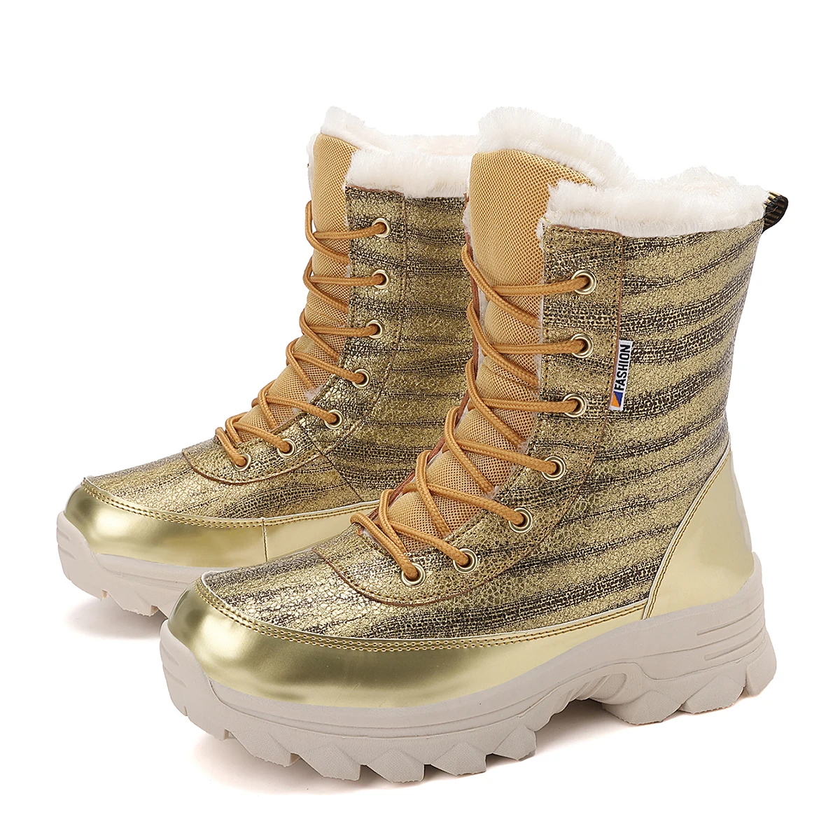 Winter Women's High-Top Trekking Boots Plush Warm Snow Shoes Outdoor Hiking Mountain Climbing Shoes