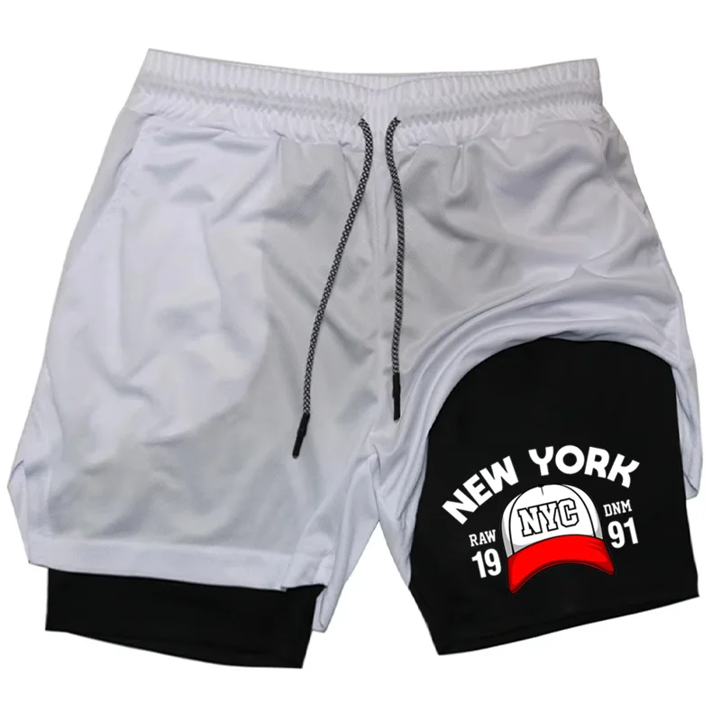 Quick-Dry Men's 2-in-1 Shorts Athletic Activewear  Breathable Drawstring Waist for Gym Training Football Jogging Double Deck