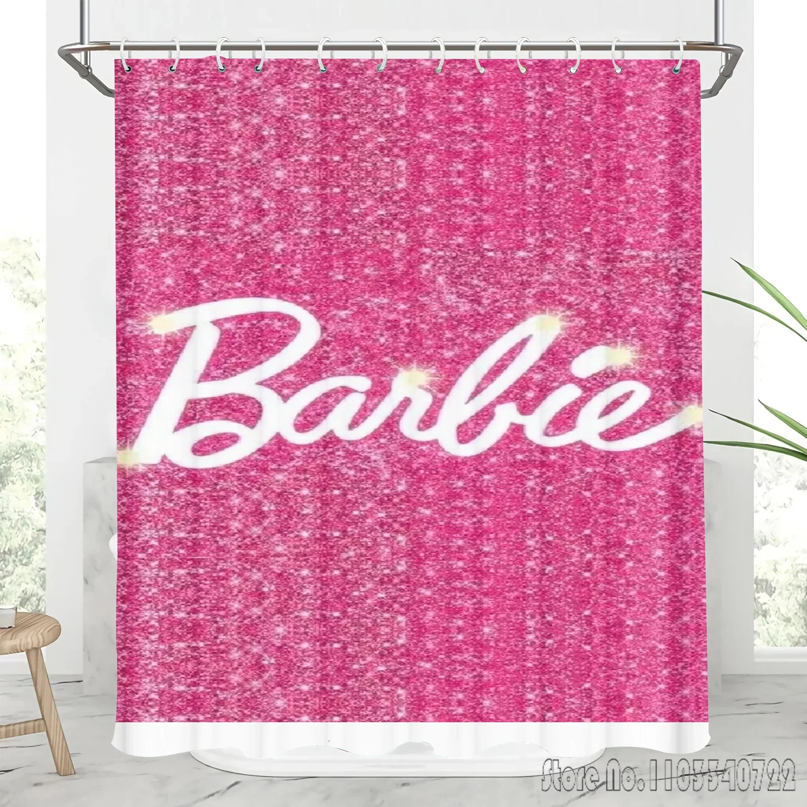 

Barbie Disney Colorful Shower Curtain 1pcs Waterproof Bath Screen Curtains with Hooks for Bathroom Decor