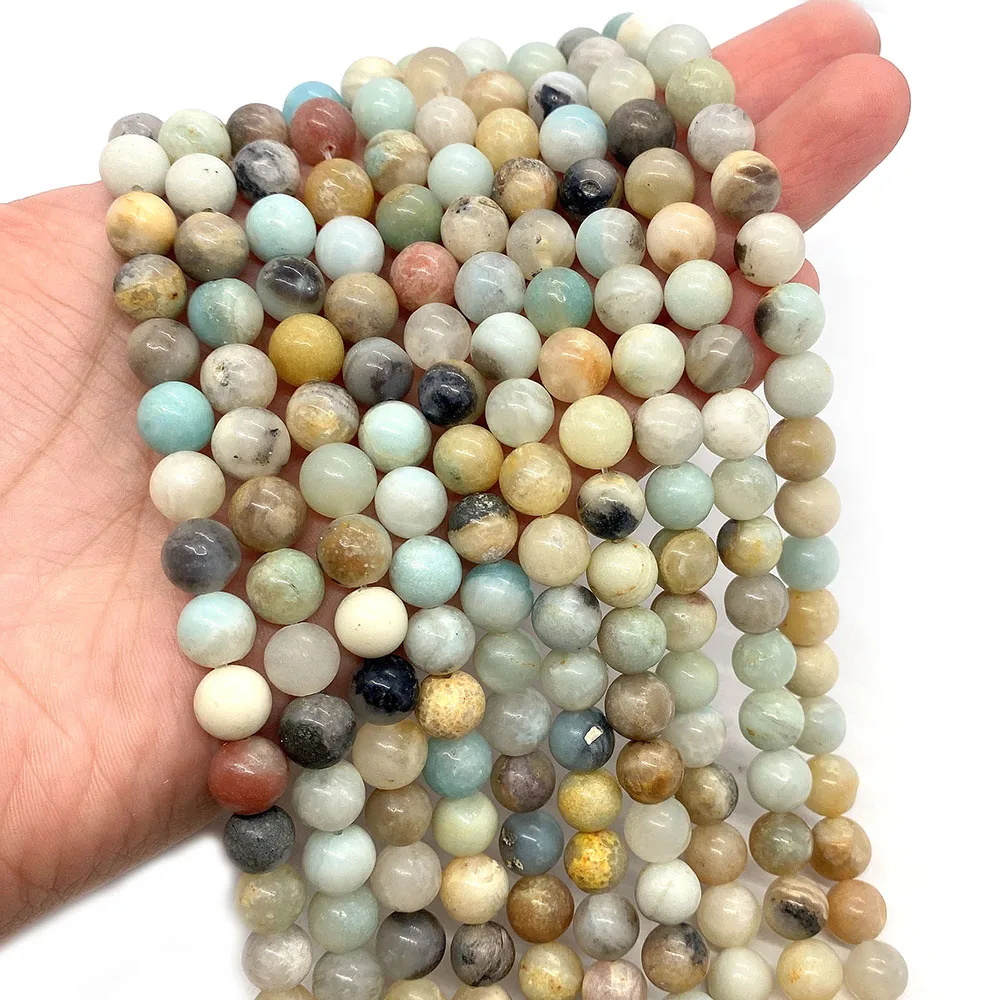 6/8/10 مللي متر الطبيعية امازونيتي جولة مصقول فضفاض حبة الإكسسوار 1 ستراند DIY بها بنفسك صنع قلادة الموضة سوار مجوهرات