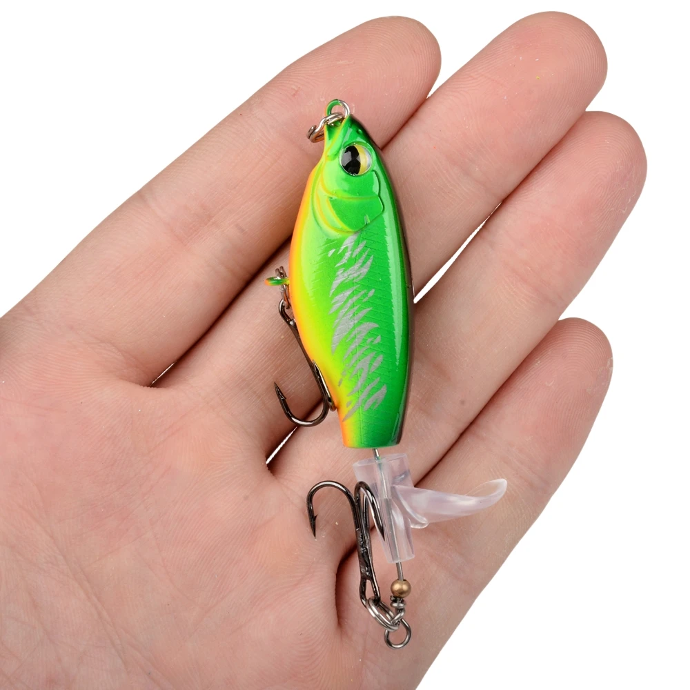 1pcs Top water Propeller Rotating Tail Fishing lures Swimbait 75mm 6.5g Popper Artificial Pencil Hard Bait popper