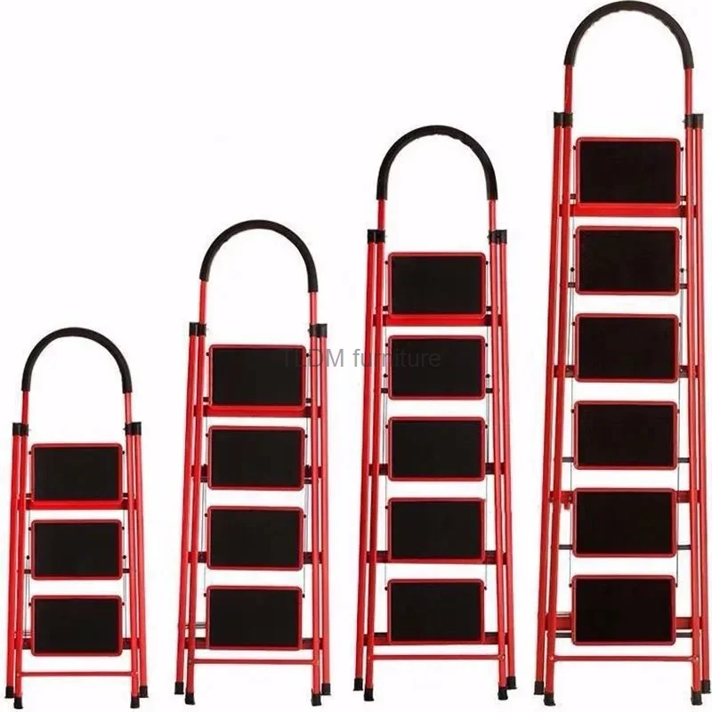 Non-slip Home Step Ladders Multi-functional Thickened Steel Pipe Shrinking Step Stools Climbing Stairs Indoor Folding Ladder