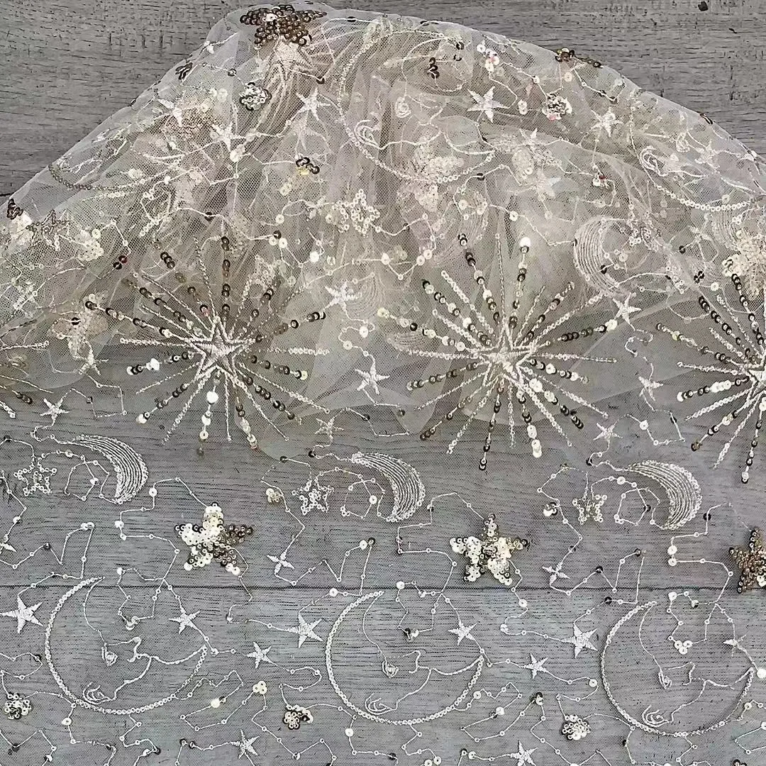 Stars Moon Sequins Embroidered - Sewing By 评论和价格