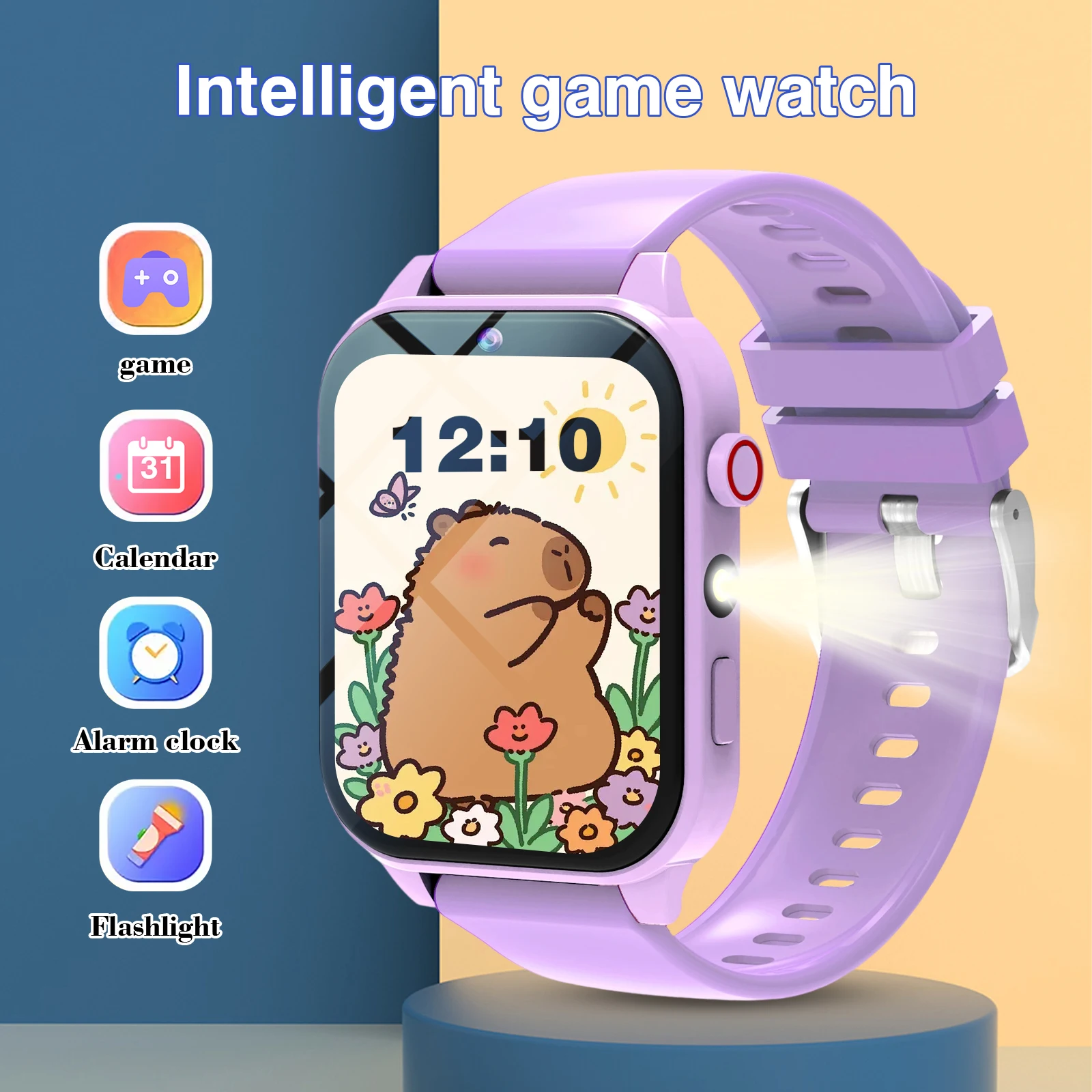 

1.83-Inch Kids' Smart Watch with Camera, Growth-Recording Photo Album, 18 Built-in Games, Calculator/Calendar/LED Flashlight - U