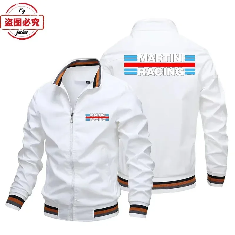 Martini Racing Logo Printed Racing Suit Long Sleeved Men's Top Stand Up Collar Zipper Jacket Workwear Group Wear European Sizes