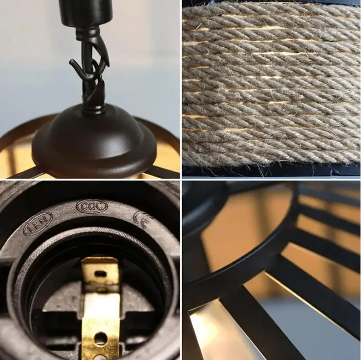 

Creative Retro American Country Hemp Rope Chandelier Industrial Style Personality Restaurant Net Cafe Bar Table Lmp