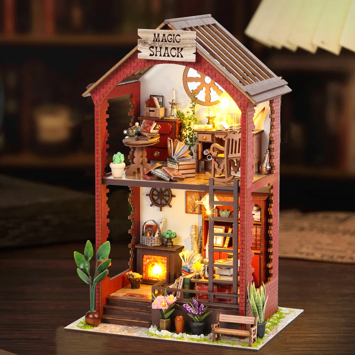 Handmade Assembly Scene Model of Bookstore Architecture Decoration DIY Doll House Mini Toy Kit Room Bedroom Decoration 3D Puzzle