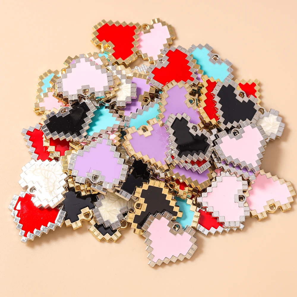 Leslie 20 Stück 20*22mm Bunte Herzanhänger für DIY Schmuckherstellung Zubehör Handgemachte Ohrringe Schlüsselanhänger Halsketten Anhänger – Detail 1