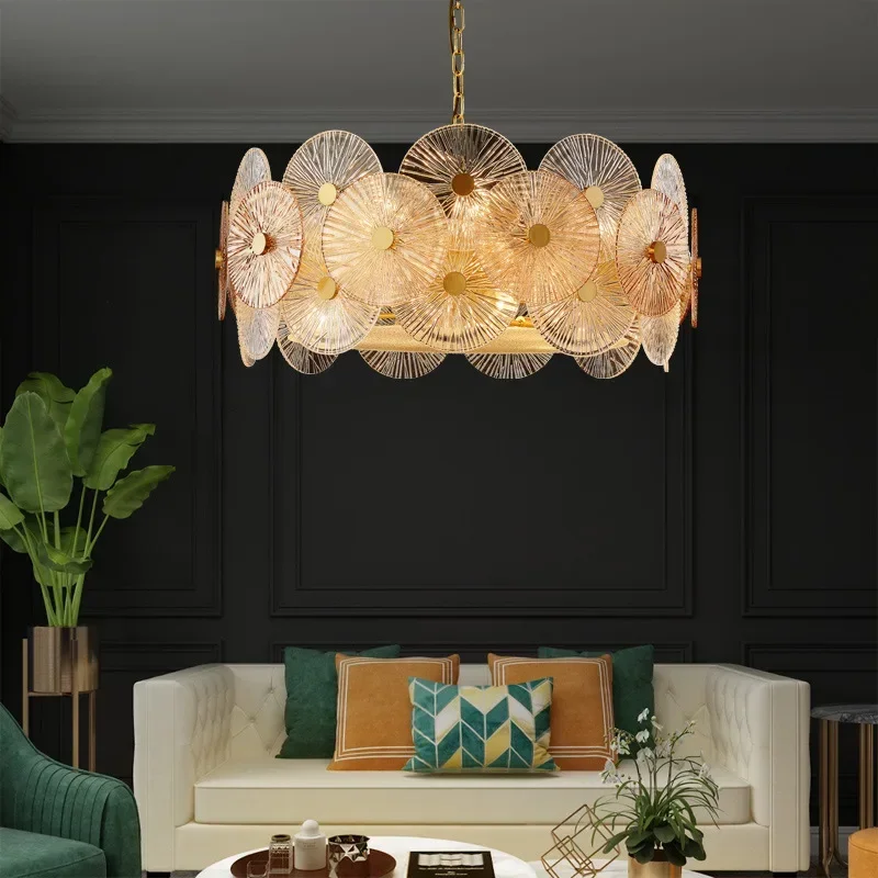 New Modern Luxury Glass Led Ceiling Chandelier Parlor Living Room Ceiling Lamp Shop Pendant Lights Home Decorations Lustre