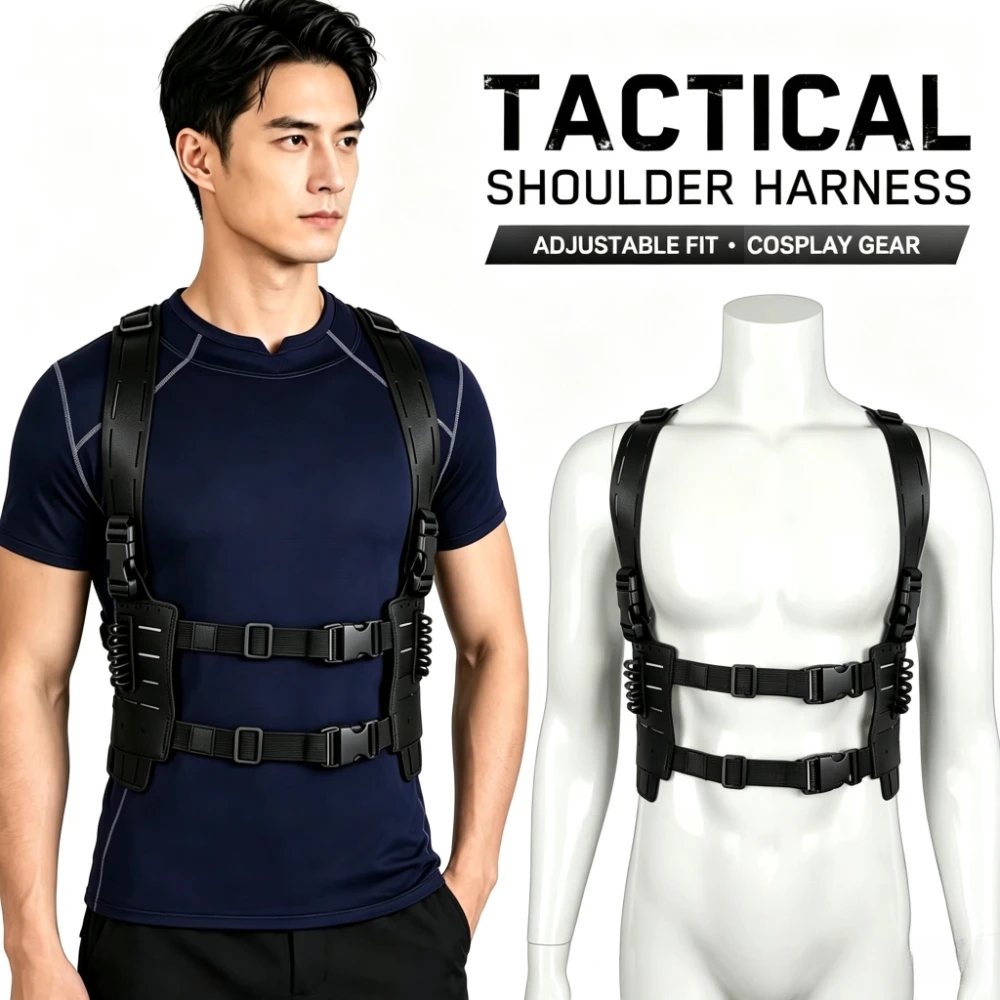 Adjustable Gothic Harness Tactical Chest Strap Cosplay Body Vest Streetwear Accessory Halloween Carnival Dress Up