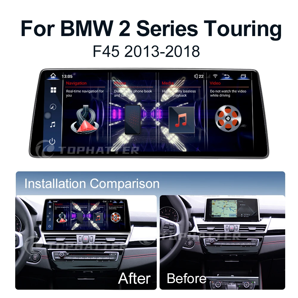 12.8 2K 2.5D Car Radio For BMW F45 F46 2 Series Touring Screen CarPlay Android Auto Multimedia Player Navi Display Head Unit 360