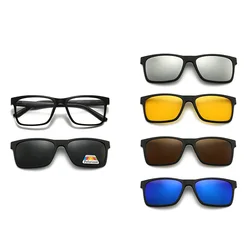 NO BOX 6PCS Magnetic Polarized Clip On Sunglasses Women Men Plastic Frame for Night Driving Sunglasses UV400