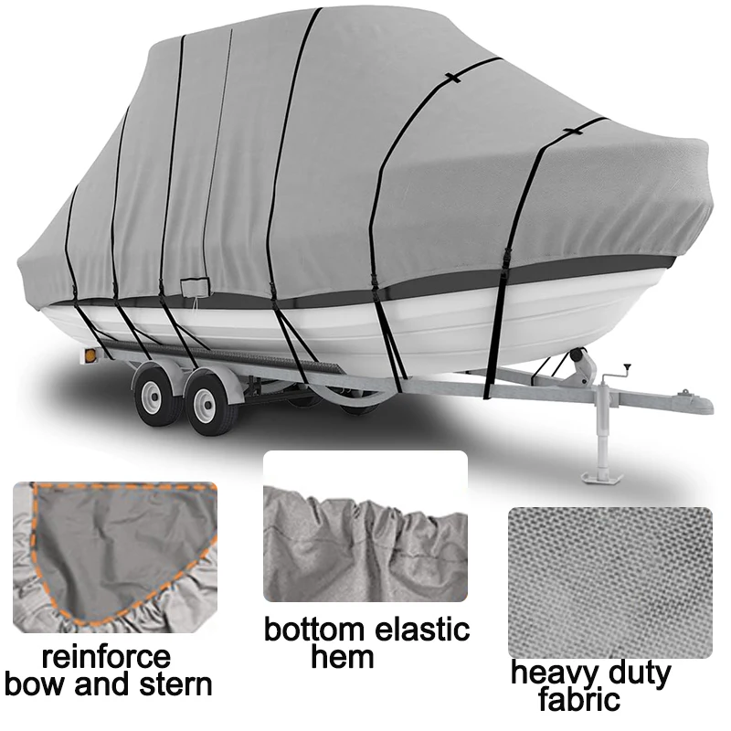 600D Durable Fabric Oxford Waterproof Boat Cover Universal Size Windproof UV Protect Boat Cover