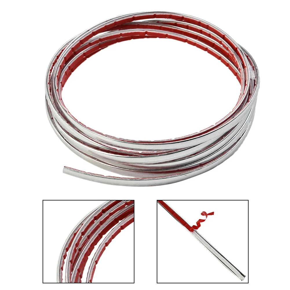 

Car Silver Chrome Body Strip Bumper Car Door Edge Casement Bumper Moulding Trim Decor Auto Door Protector Moulding Styling Trim