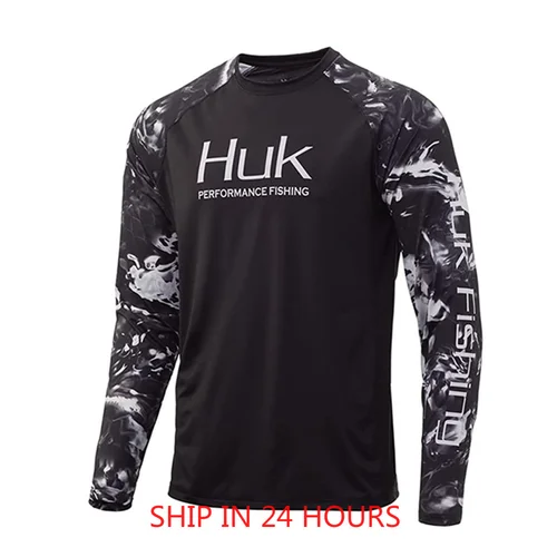 Imagen 1 del producto HUK-camisas de pesca de manga larga para hombre, ropa de protección Uv, Jersey de verano al aire libre Upf 50, ropa de rendimiento, pesca transpirable