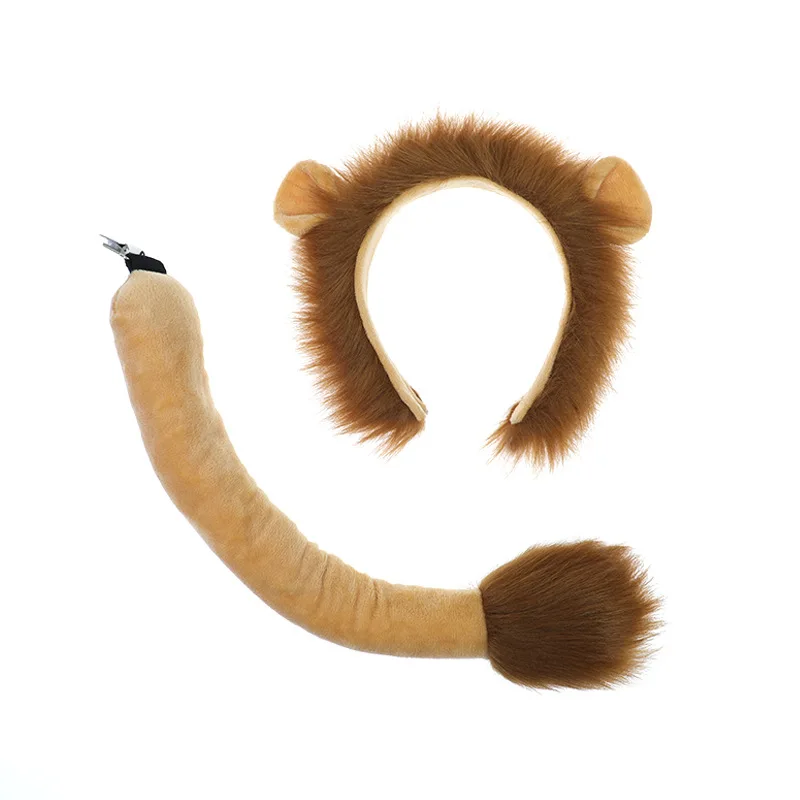 Costume De Lion GWAWG - Set Avec Bandeau Oreilles, Queue Et Nœud Papillon - Pour Enfants Et Adultes - Déguisement Marron Fête Costumée