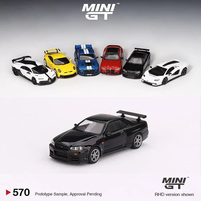 

MINI GT 1:64 Model Car Skyline GTR (R34) V-Spec Black Alloy Die-cast Vehicle# 570 Black