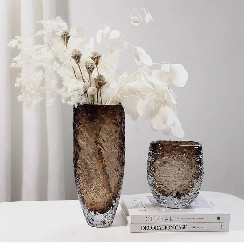 coffee color water pattern gradual change glazed vase living room flower arrangement advanced sense ornament flower device