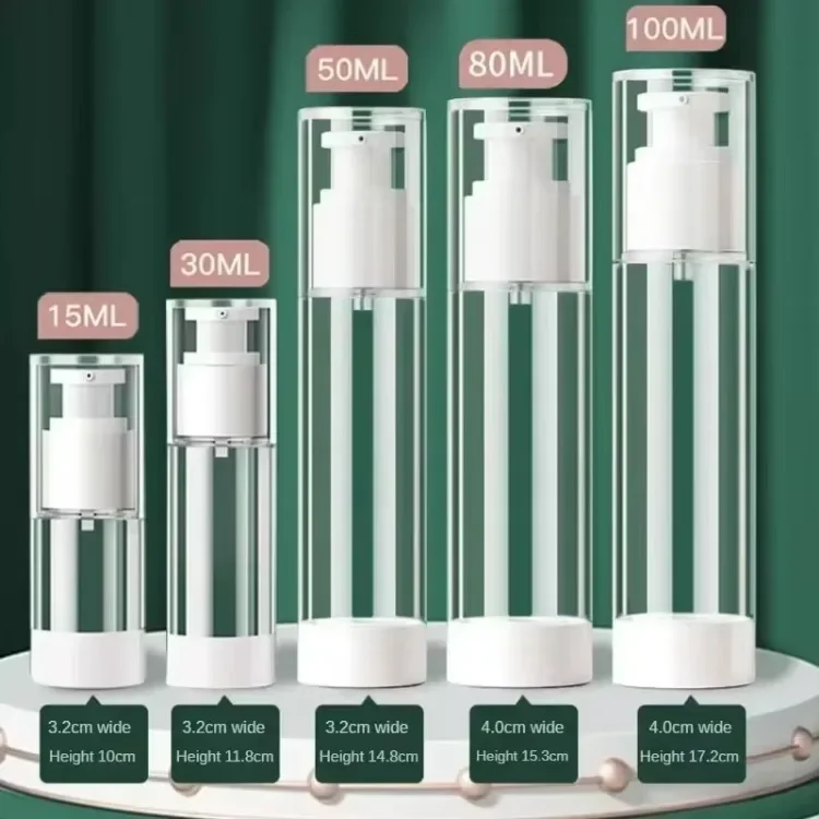 Doorzichtige airless vacuümpompfles Hervulbare herbruikbare reisformaatdispenser Draagbare lotioncontainer van make-uplotioncosmetica