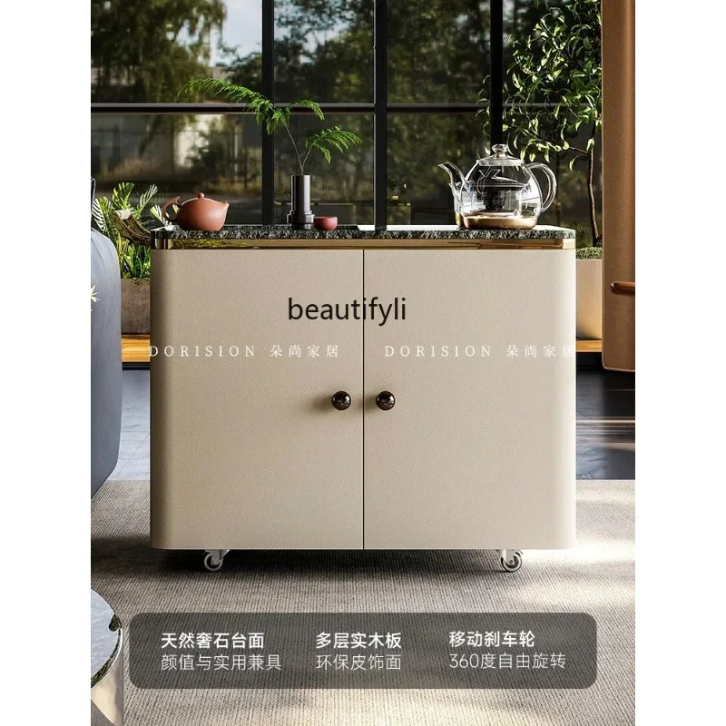 

Q181 Modern movable tea cart Home living room Balcony Small tea table Integrated tea cart with kettle
