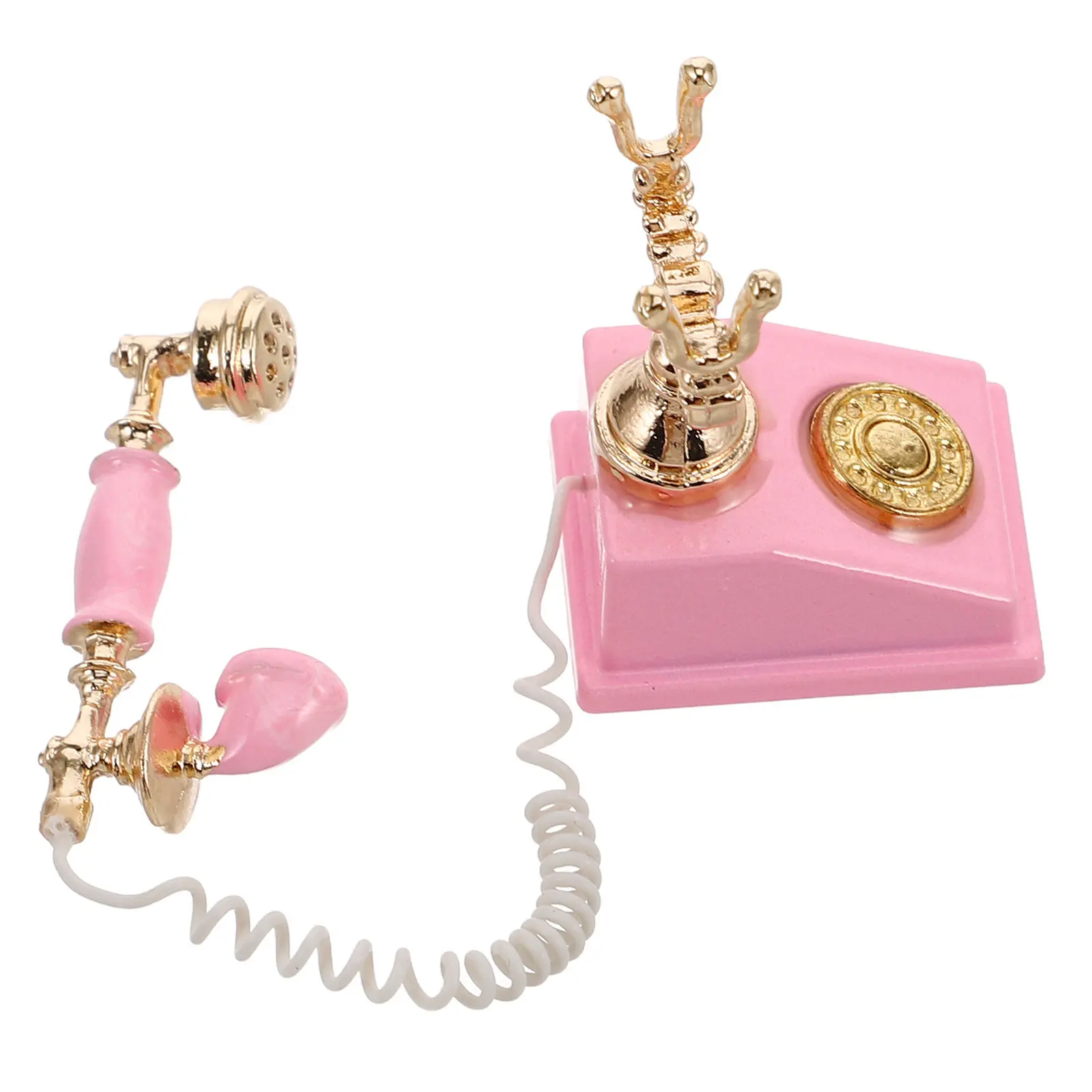 

Миниатюрный телефон с поворотным диском, детализированная ретро-мебель для кукольного домика, для создания аутентичного миниатюрного ландшафта и декора офиса