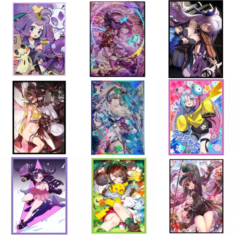 

100pcs/Set PokemonCard Sleeves PTCG OPCG WS Acerola Marnie Gloria Iono Keqing Toy Collection Card Protector Film Binder 67x92mm