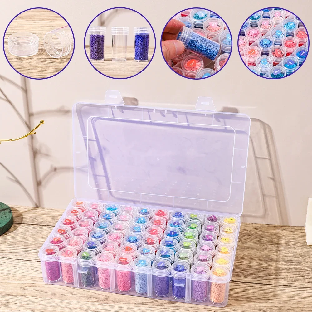 DIAPAI 24/30/60 Bottles Storage Box 5D Diamond Painting Tools Embroidery Accessories Tools Bead Mosaic Storage Container Case