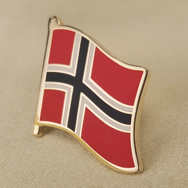 Norway National Flag Badge Metal Lapel Pin Enamel Craft Copper Butterfly Clutch Badge Flag Decoration Gifts