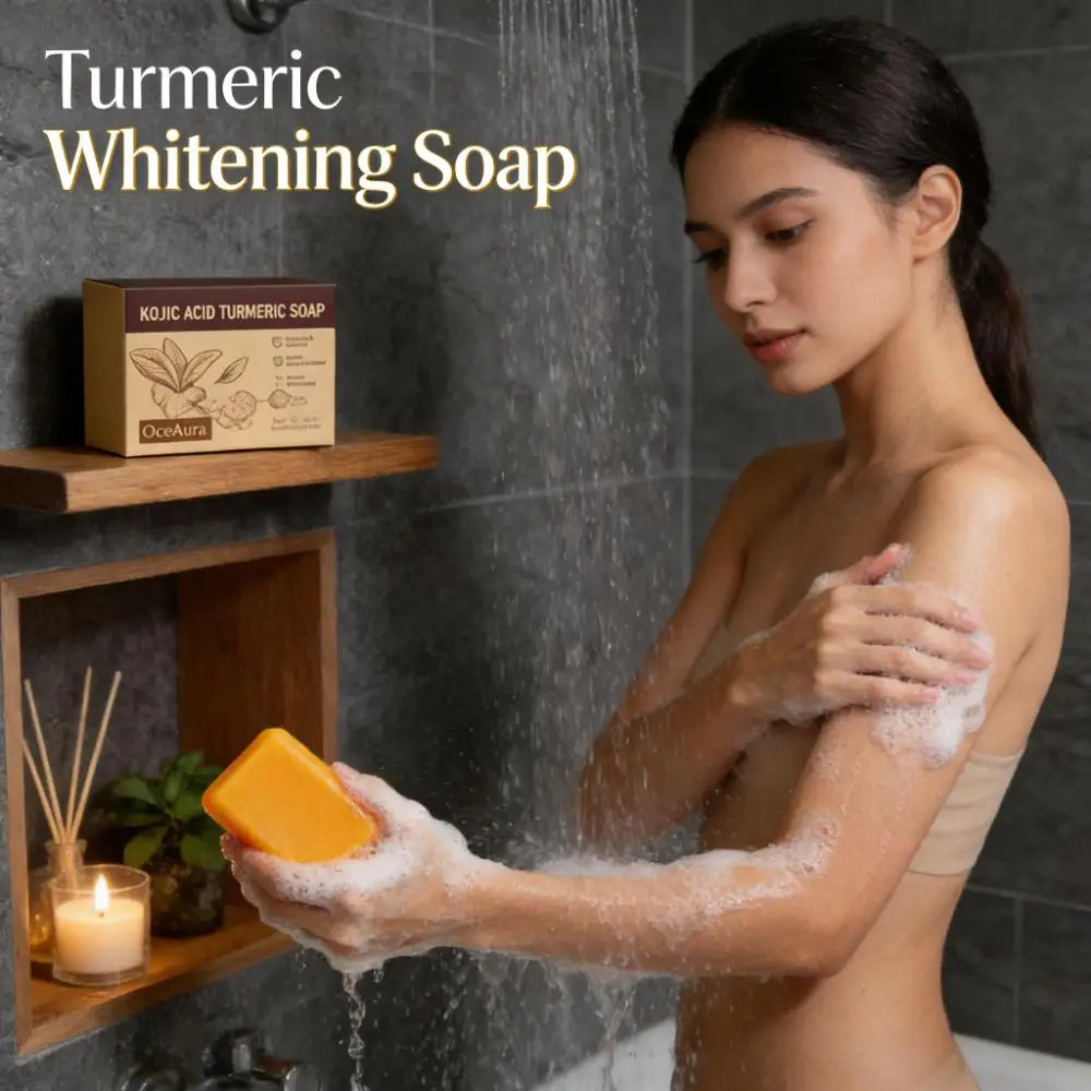 

Kojic Acid Turmeric Soap Improve Rough Dull Skin Lighten Dark Spots Shrink Pores Deeply Cleansing Facial Soap Body Bath Soap Bar