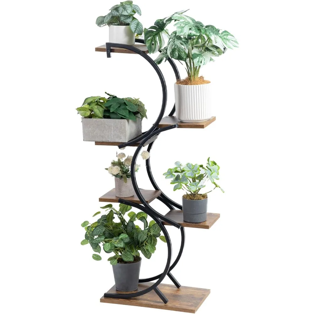 

Plant Stand Indoor 6-Tier Wrought Iron Flower Stand Green Indoor Plant Stands Tiered Plant Rack Use Office Home Decor